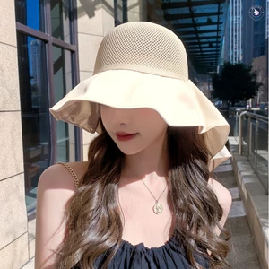 Mũ chống nắng đi biển dành cho nữ Vành rộng Mũ ngư dân có nắp cổ nơ cho hành trình du lịch trăng mật