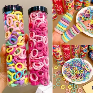 AqToCna 100 Chiếc Nữ Bé Gái Nhiều Màu Sắc Nylon Co Giãn Tóc Đuôi Ngựa Giữ Dây Buộc Tóc Nhỏ Dây Cao Su Scrunchie Phụ Kiện Tóc AqToCna