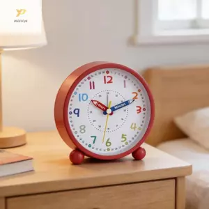 Đồng hồ báo thức trẻ em PPY Đầu giường Bé gái Bé trai Yên tĩnh Hoạt động Đồng hồ tương tự có đèn ngủ Thiết kế đầy màu sắc