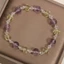 Vòng tay thạch anh tím nữ - Citrine Faceted + Hạt thạch anh trong suốt - Trang sức tình bạn có thể xếp chồng lên nhau Luxe tối giản - Vòng tay đá quý đeo hàng ngày