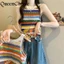 Phụ Nữ Nhiều Màu Sắc Knnited Tank Nữ Thường Ngày Không Tay Top Ngày Lễ Phong Cách Boho Mặc Áo Sơ Mi
