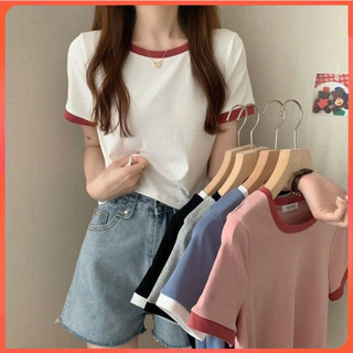 Áo thun ngắn tay cổ tròn dành cho nữ mùa hè Phong cách mới Slim Short dành cho học sinh