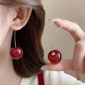 2026 Bông Tai Anh Đào Tính Khí Ngọt Ngào Hàng Ngày Phù Hợp Với Nữ ins Phong Cách Niche Thiết Kế Bông Tai Thời Trang