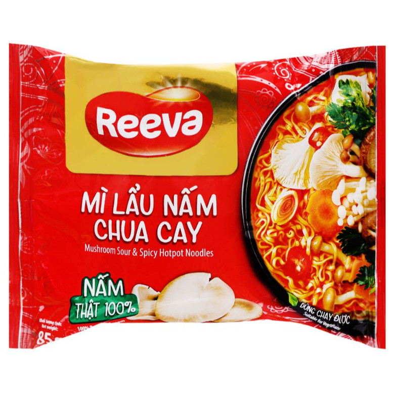 Thùng 30 gói - Mì Reeva Fresh Lẩu nấm chua cay 85g