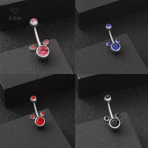 Niche Tính Khí Trang Sức Thép Titan Miey Kim Cương Inlay Rốn Móng Tay Bụng Nút Nhẫn Rốn Xuyên Vòng Bông Tai Xoắn Trang Sức Cơ Thể [Mina]
