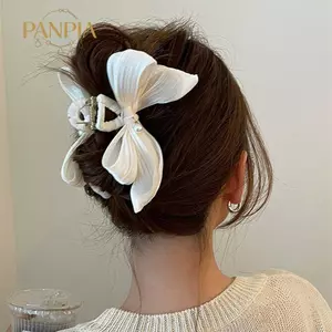 Kẹp tóc nơ PANPIA ngọc trai thanh lịch cỡ lớn cho nữ, phụ kiện tóc