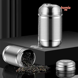 Dụng cụ lọc trà đa năng bằng thép không gỉ, dễ dàng lấy ra, có móc xích dài.