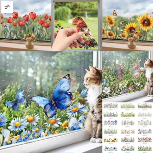 Nhãn dán cửa sổ PVC tĩnh điện Rainbow - Decal hoa có thể tháo rời