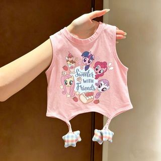 Áo ba lỗ cotton cho bé gái - Áo sát nách in hình pony đính sao dễ thương phong cách Hàn