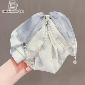 Tweeduj Thanh Lịch Màu Hồng Voan Bướm Thắt Lưng Đuôi Ngựa Kẹp Cảm Giác Cao Cấp Chảy sel Kẹp Tóc Phụ Kiện Tóc Cho Nữ Bé Gái VN