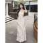Phong cách mới Pure Desire Style Ren Trim Polka Dot Sling Dress Slim-fit Ôm dáng đẹp hơn Váy dài ngọt ngào
