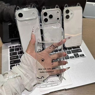 Ốp lưng IPhone 17 16 15 14 13 12 11 ProMax XSMax 7 Plus Dễ thương dòng mèo mèo tai điện thoại trường hợp