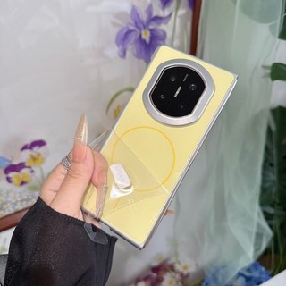 Ốp điện thoại cứng Acrylic từ tính màu thạch dễ thương cho Honor Magic V6 V5 Ốp điện thoại cứng mỏng có viền bạc Huawei Mate X7 X6 X5