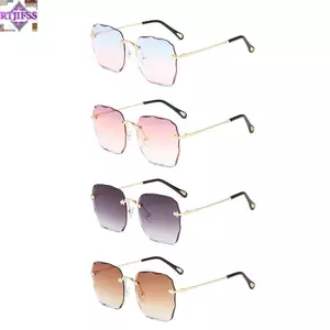 RTJIFSS Kính râm phong cách Hàn Quốc, Kính râm không vành chống tia cực tím, Ống kính màu Gradient sang trọng Khung không đều Kính râm không khung phong cách đường phố