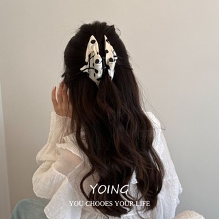 Yoing / Phong Cách Mới Phong Cách Hàn Quốc Cảm Giác Cao Cấp Đen Trắng Chấm Bi Lớn Tam Giác Kẹp Nữ