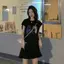 Váy thun dáng rộng phong cách lười biếng Váy Vest không tay Graffiti màu nước Mùa hè dài vừa phải Thoải mái thường ngày
