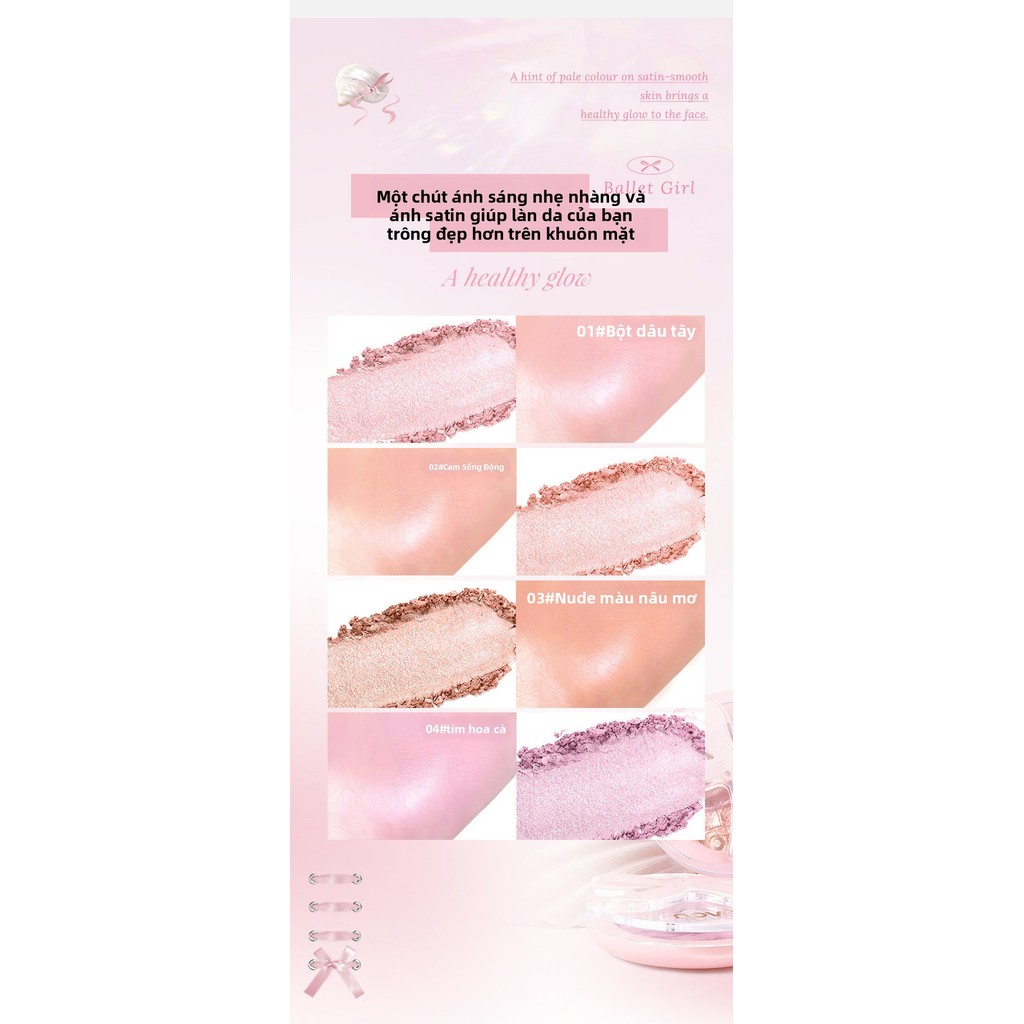 NOVO Hồng Satin Ballet Đơn Sắc Blush Sức Sống Cô Gái Làm Sáng Làm Nổi Bật Đường Viền Tự Nhiên Khỏa Thân Trang Điểm Người Mới Làm Trắng Đỏ