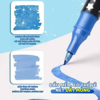 Bút dạ màu acrylic marker 2 đầu 48/96 màu không lem cho họa sĩ vẽ đa dạng chất liệu học tập tiện ích