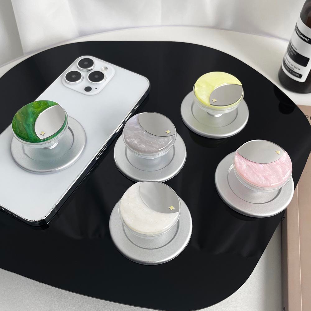 Popsocket Gương Họa Tiết Lưỡi Liềm Nam Châm Có Thể Gập Lại Giá Đỡ Điện Thoại Nam Châm