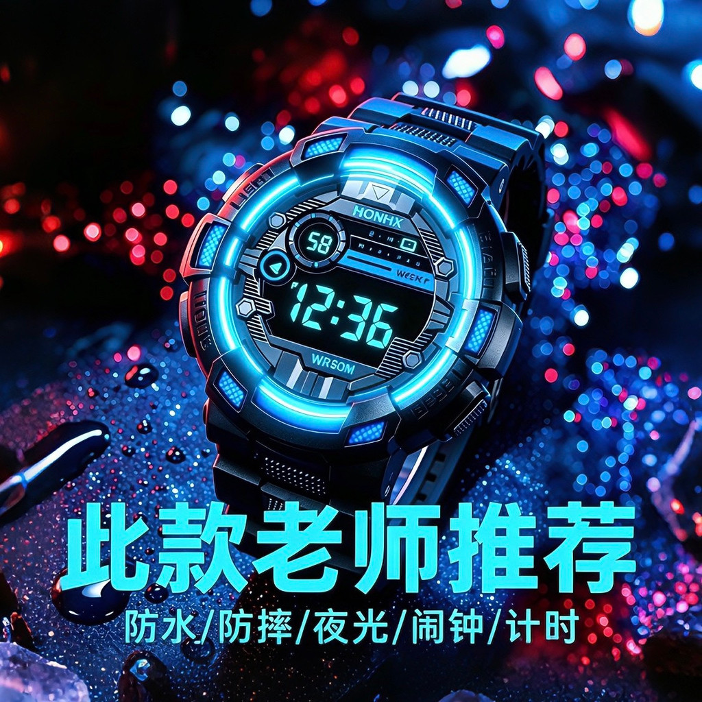 Đồng hồ điện tử nam/nữ trẻ em chống nước, dạ quang, báo thức, thể thao cho học sinh trung học