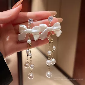 Dài Nơ Tua Rua Bông Tai Nữ Phong Cách Tính Khí Bông Tai Cao Cấp Bông Tai Retro Bông Tai 5.31