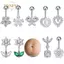 PNPIA- Thép Không Gỉ Hoa Bướm Bụng Nút Nhẫn Nữ Pha Lê Zircon Trái Tim Rốn Xuyên Trang Trí Gợi Cảm Cơ Thể Trang Sức