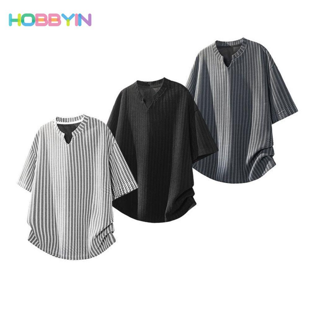 Áo thun họa tiết xương cá HOBBYIN, Áo thun nửa tay ngắn mỏng, họa tiết thời trang Sensation Cổ chữ V Áo bình thường dành cho nam