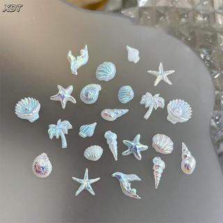 Springevensky 12 Lưới / Hộp Aurora Nail Charm Shell Sao Biển Nàng Tiên Cá Đuôi 3d Phụ Kiện Nghệ Thuật Cho Dreamy Và Đại Dương Làm Móng Tay Nhìn Springevensky