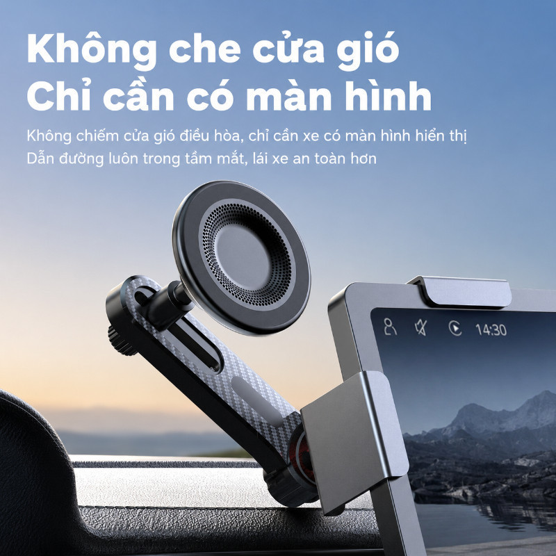 Giá Đỡ Điện Thoại Ô Tô Từ Tính – Hợp Kim Nhôm Chống Rung, Xoay 360°, Gắn Màn Hình Trung Tâm