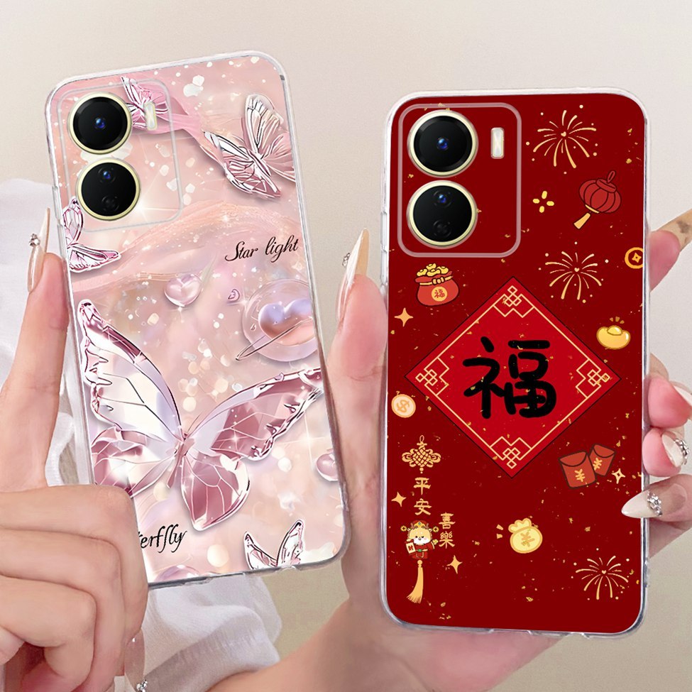 Dành Cho Vivo V2204 V2214 Dành Cho Vivo Y16 Ốp Lưng Mèo Dễ Thương Hoa Sang Trọng Sơn Thoáng Mát Vỏ Điện Thoại Mềm Cho Vivo Y 16
