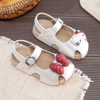Bé Gái Mũi Nhọn Dép Chấm Bi Nơ Trang Trí Đế Mềm Trẻ Em Mùa Hè Đi Biển Giày Trẻ Em Rỗng Ra Dép Size 23-35