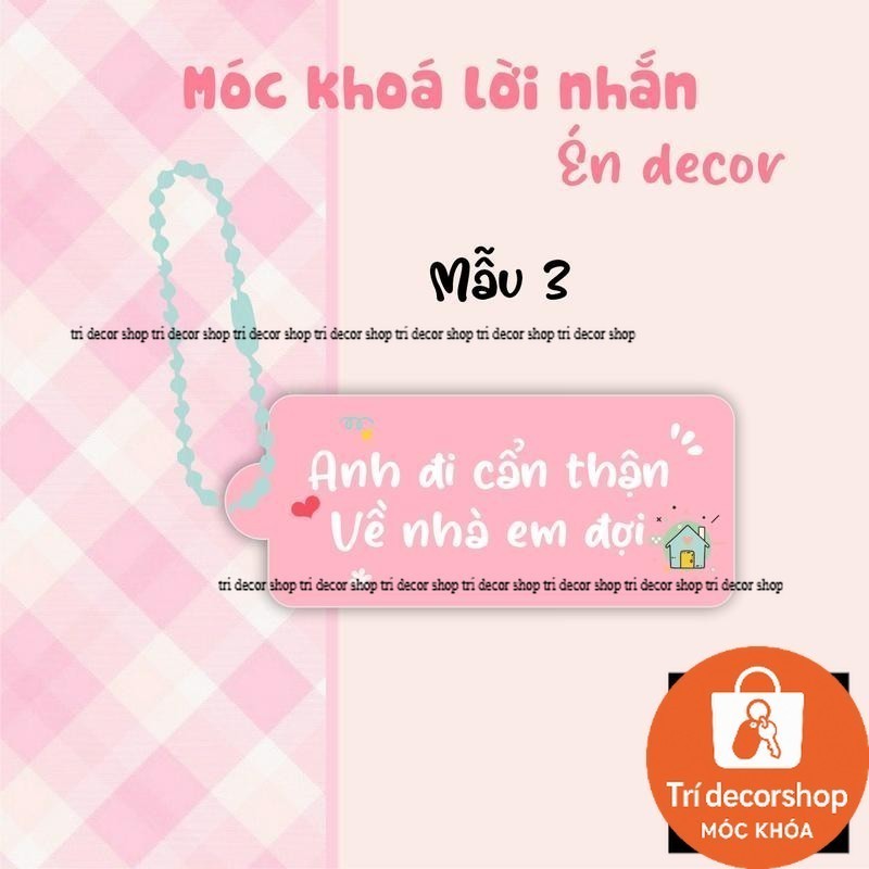 Móc khoá lời nhắn nền hồng  sieu cute - trí decor shop
