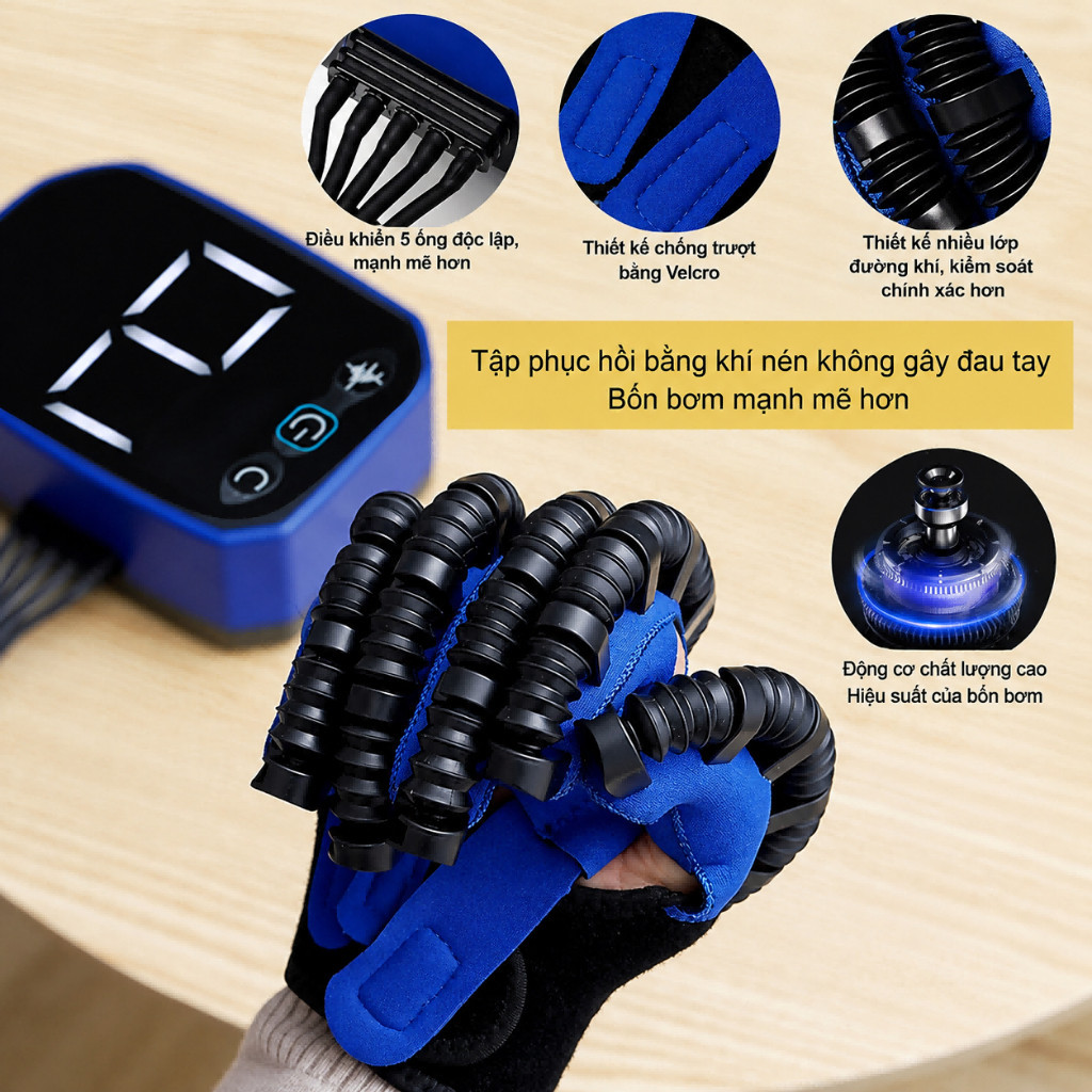 Găng tay robot hỗ trợ tập phục hồi chức năng bàn tay, ngón tay cho người tai biến và tay yếu