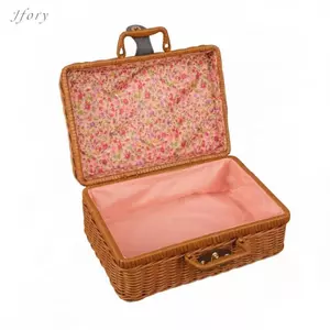 Hộp đựng đồ Jfory Wicker Thiết kế cổ điển Giỏ sắp xếp Hộp trang trí bền bỉ để sử dụng tại nhà hoặc sự kiện dã ngoại