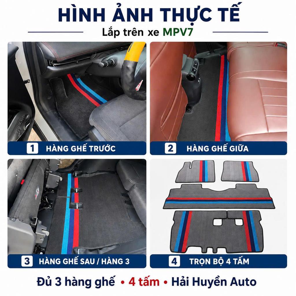[ MPV7 ] Thảm cước lót sàn xe ô tô Vinfast MPV7 may sẵn bo viền theo form xe có khuy bấm, chống trơn trượt
