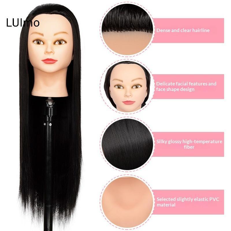 Đầu Mannequin LUImo với tóc tổng hợp 26 Inch bền để đào tạo trường làm đẹp lâu dài SBS