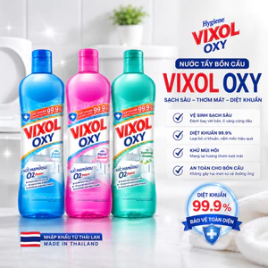 Chai Tẩy Bồn Cầu Thái Lan VIXOL Oxy 700ml Hygiene Làm Sạch Nhà Tắm và Đồ dùng trong nhà với Hương Thơm Dịu Nhẹ - FU02