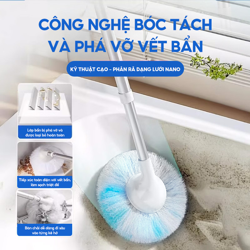 Bàn chải chà vệ sinh bồn tắm đa năng tích hợp chất tẩy rửa trong sợi bông Zolele YLC-01 | BigBuy360 - bigbuy360.vn