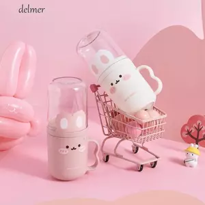 Hộp đựng bàn chải đánh răng DELMER, Cốc nước súc miệng hoạt hình di động, Cốc rửa nhỏ gọn bằng nhựa dễ thương cho trẻ em