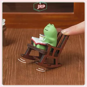 JRP Hoạt Hình Ếch Roing Ghế Bàn Đèn Trang Trí Thu Nhỏ Các Bức Tượng Nhỏ Phụ Kiện Dễ Thương Văn Phòng Để Bàn Thủ Công Trang Trí Nhà Cửa JRP