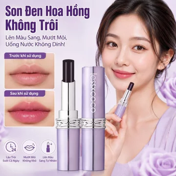 [Lên Màu Căng Mọng 💋] Son Đen Hoa Hồng /son Bóng Lì Lâu Trôi / Dưỡng Ẩm Môi / Không Trôi Khi Uống Nước