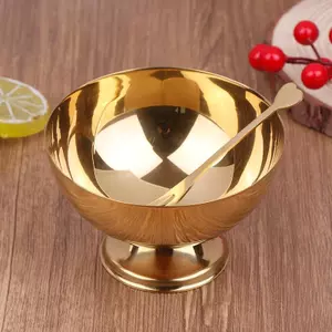 ECK Vàng Thép Không Gỉ Kem Cốc Salad Bát Có Nĩa Món Tráng Miệng Đĩa Trái Cây Ốc Đĩa Rượu Cốc Nhà Bếp Thanh Bộ Đồ Ăn HOT