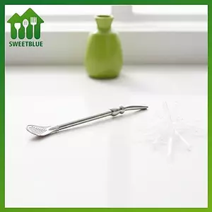 SWEET Bán Muỗng Rơm Có Thể Tái Sử Dụng Thép Không Gỉ 304 Lọc Trà Yerba Mate illa Thìa Cà Phê Sữa Uống Dụng Cụ Nhà Bếp n