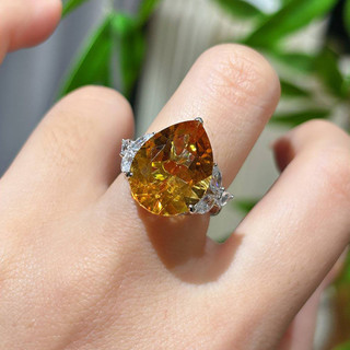 Châu Âu Mỹ ins Phong Cách Mới 15 Carat Vàng Hình Giọt Zircon Mở Nhẫn Nữ