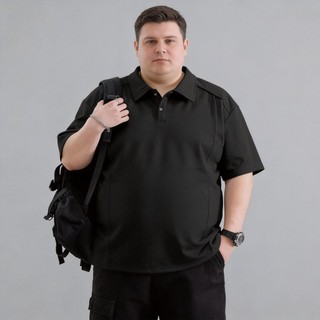 Plus Size Nam Phong Cách Đại Học Thoáng Khí Casual Đường May Chi Tiết Áo Polo Quá Khổ