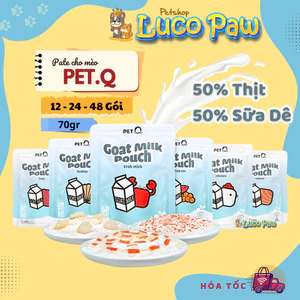 Pate Cho Mèo PetQ Sữa Dê 70g - Thức Ăn Ướt Cao Cấp 50% Thịt 50% Sữa Dê Cấp Nước