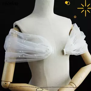 NICOLOO Tay áo có thể tháo rời, Áo cưới voan vải tuyn, Ren lãng mạn Tay áo cô dâu thanh lịch Tiệc cô dâu