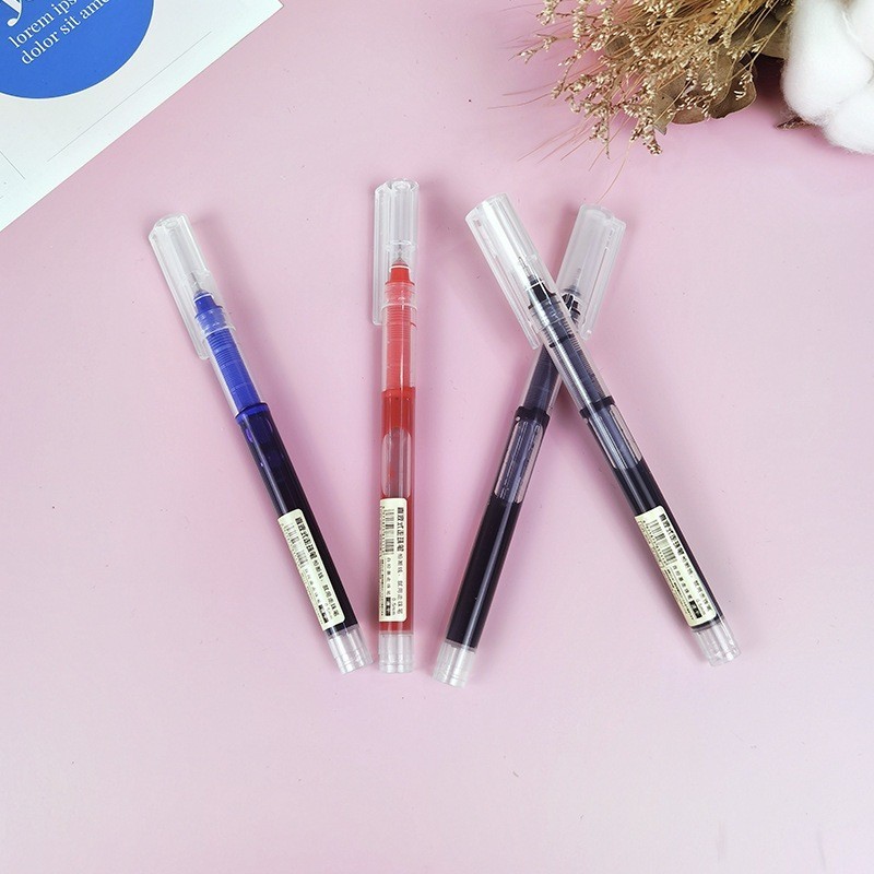 Bút Bi Gel Ngòi Kim 0.5mm Mực Đen - Bút Bi Nước Khô Nhanh Đầu Nhọn Viết Êm Mực Lớn Dành Cho Học Sinh [Mua 10 Tặng 10]