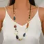 WEETW Hình Học Choker, Vòng Cổ Vòng Cổ Hình Dạng Không Đều Rỗng, Phong Cách Bohemian Giả Mã Não Hạt Gỗ Dài Lớp Trang Sức Bohemian Đảng