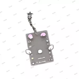 Hộp đựng thẻ Photocard 3 inch PYCOU, Thiết kế động vật cánh thiên thần Tay áo thẻ Kpop, có móc khóa Hộp đựng thẻ Acrylic Móc khóa
